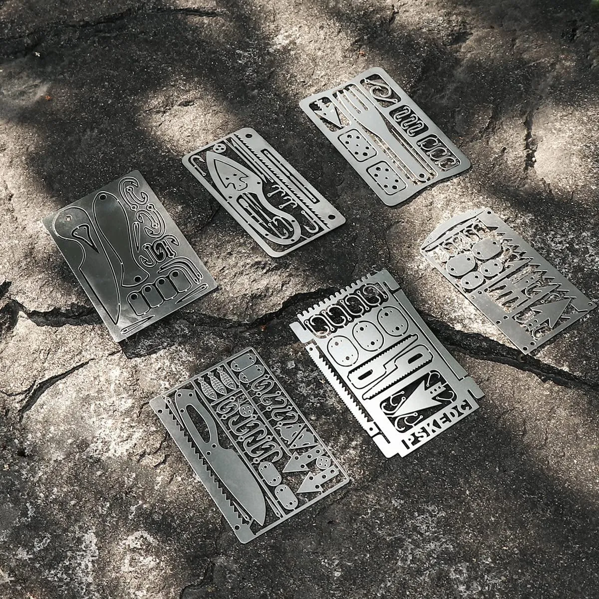 12-Piece Survival Multitool Card Set – Compact EDC for Camping & Hiking