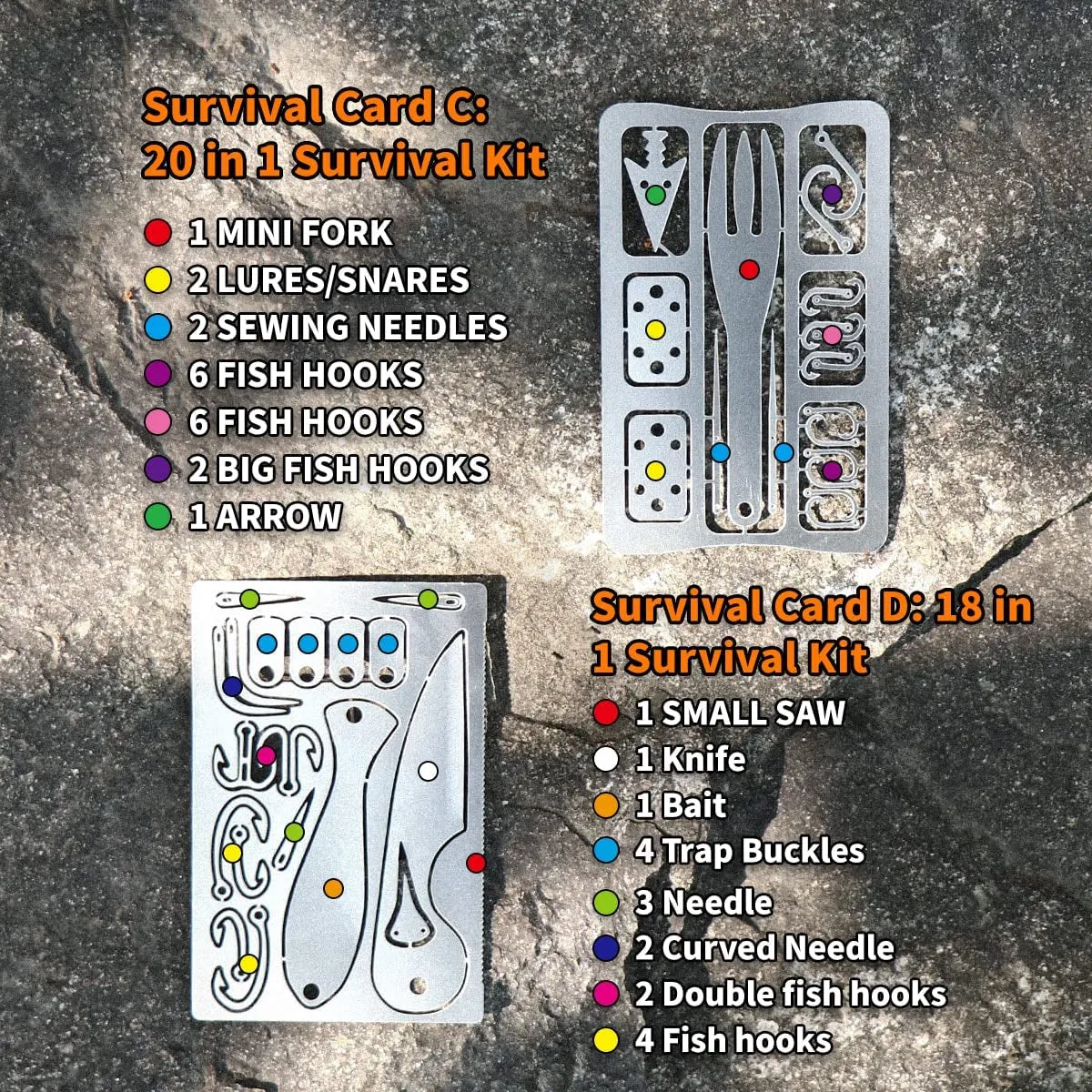 12-Piece Survival Multitool Card Set – Compact EDC for Camping & Hiking