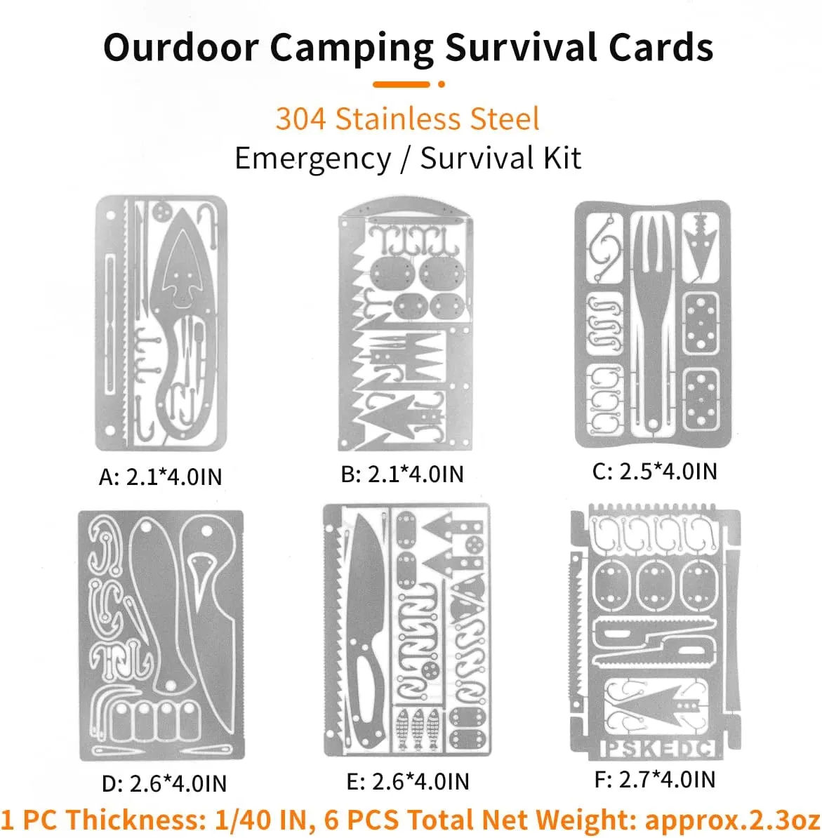 12-Piece Survival Multitool Card Set – Compact EDC for Camping & Hiking