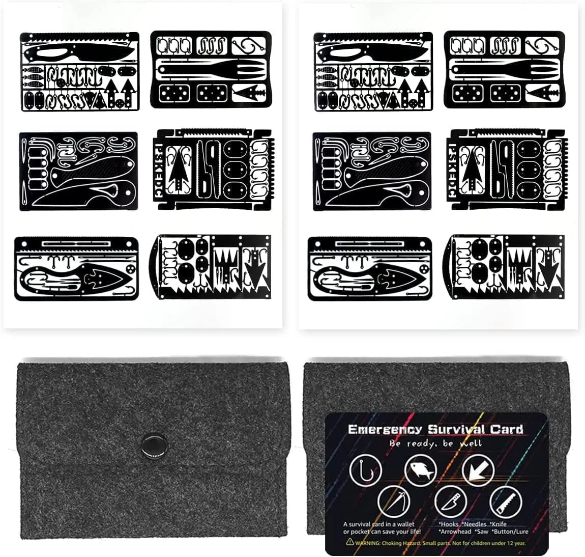 12-Piece Survival Multitool Card Set – Compact EDC for Camping & Hiking