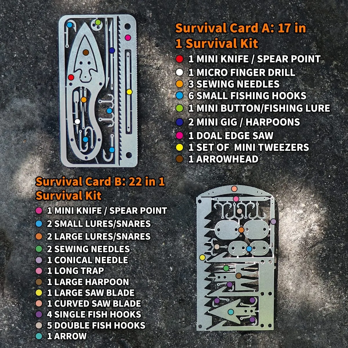 12-Piece Survival Multitool Card Set – Compact EDC for Camping & Hiking