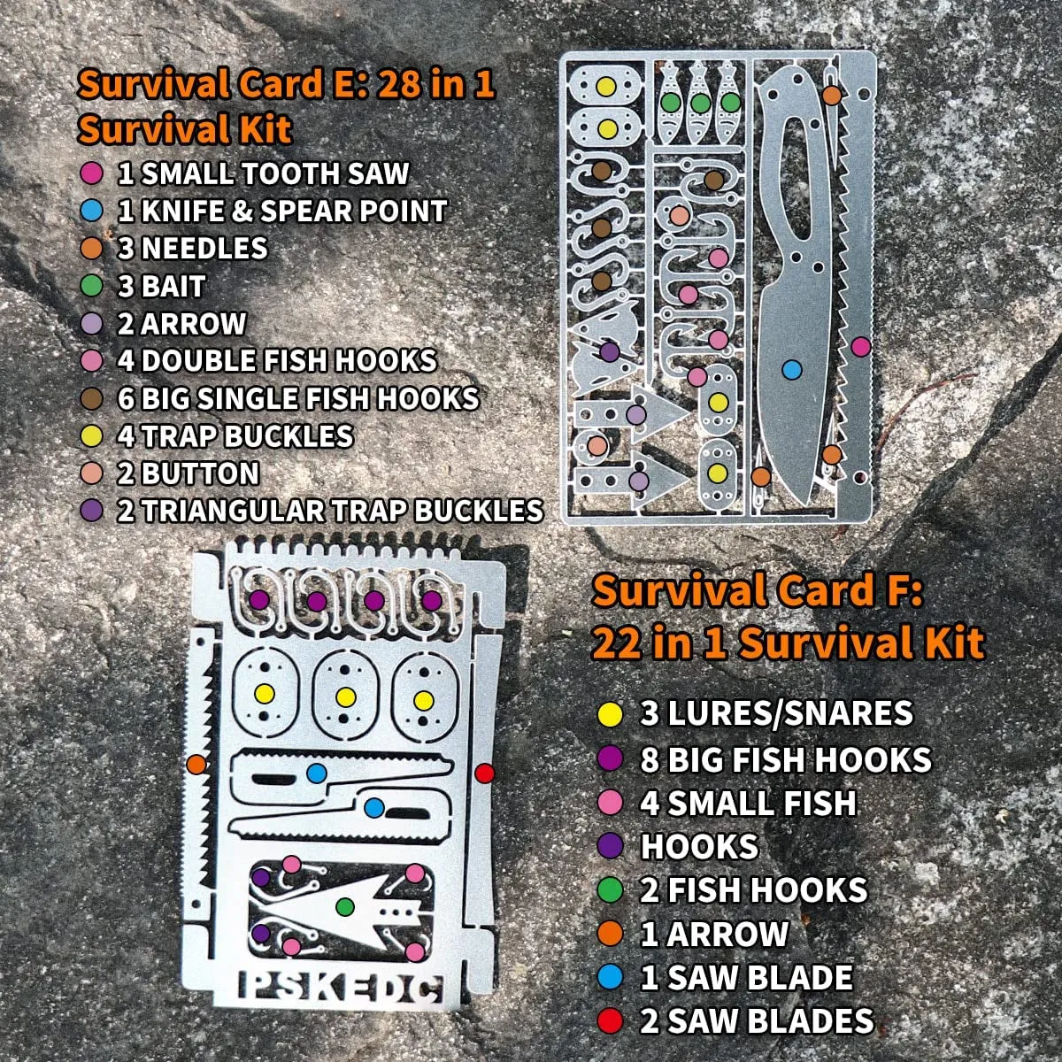 12-Piece Survival Multitool Card Set – Compact EDC for Camping & Hiking