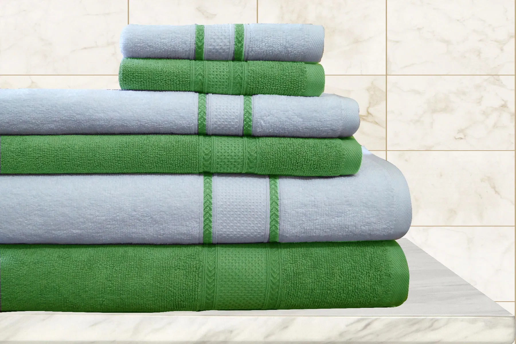 6 Piece Quick Dry Towel Set in Green