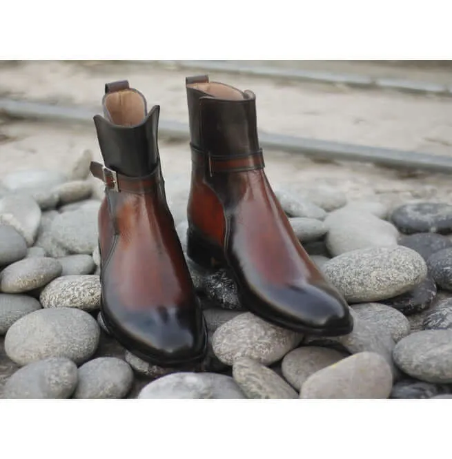 Awesome Handmade Men's Brown Leather Jodhpur Boots, Men Fashion Dress Ankle Boots