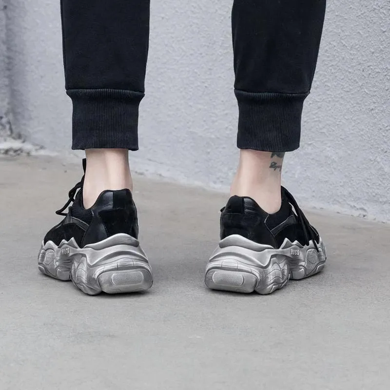 Breathable Genuine Leather Women's Sneakers / Casual Shoes on Cool Platform