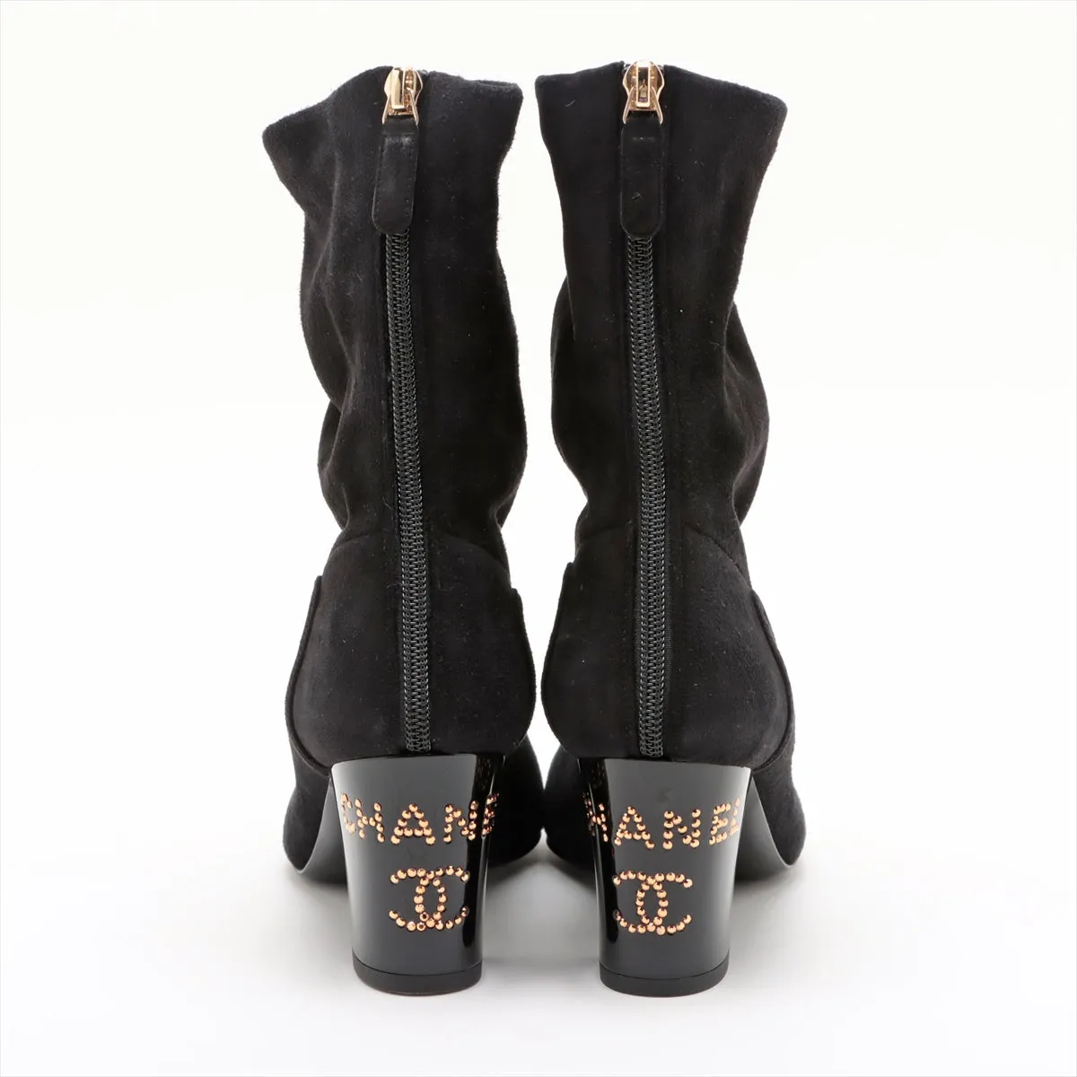 Chanel Coco Short Boots 36  Black G35000 Line Stone