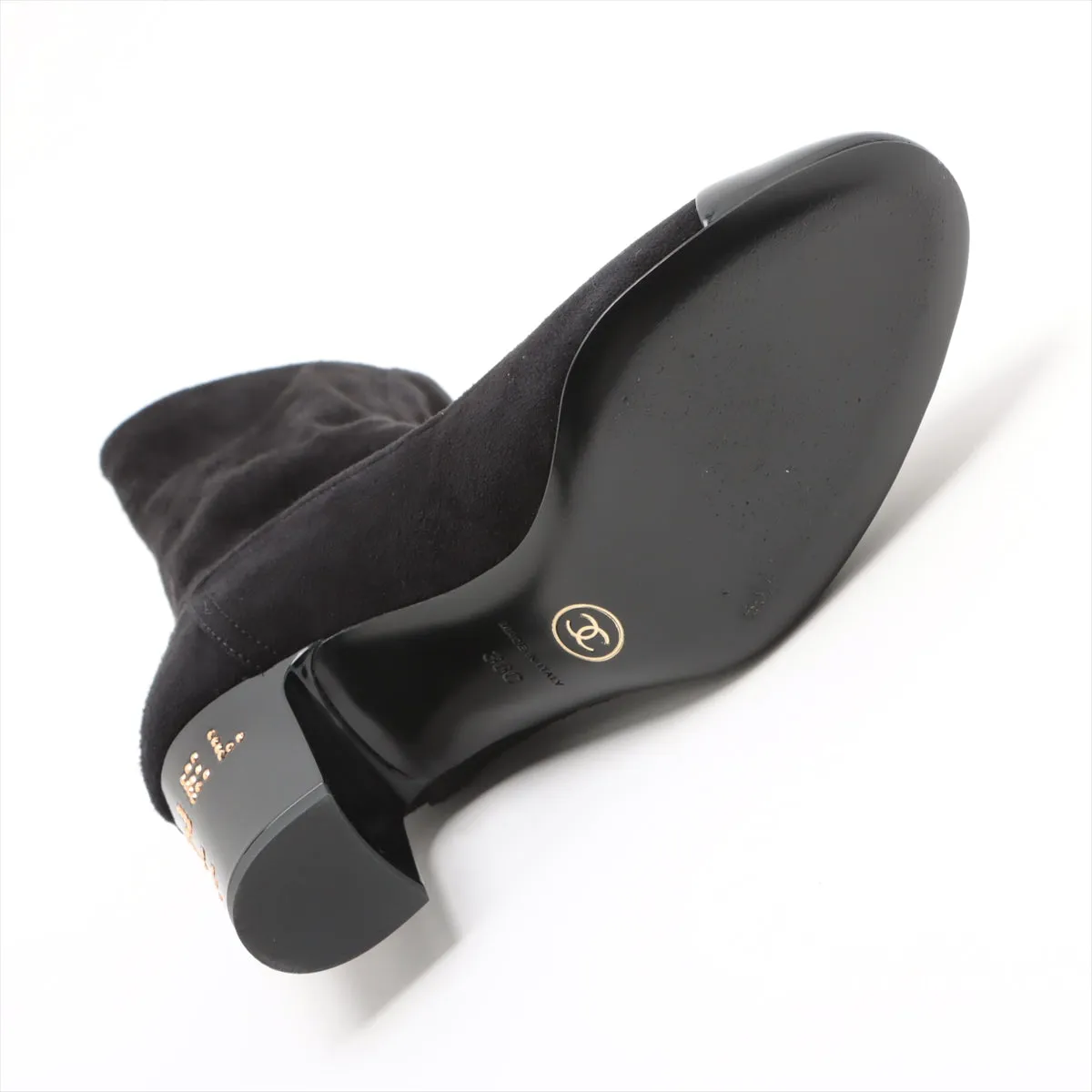 Chanel Coco Short Boots 36  Black G35000 Line Stone