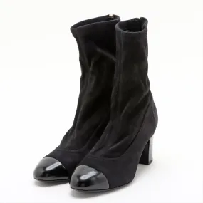 Chanel Coco Short Boots 36  Black G35000 Line Stone