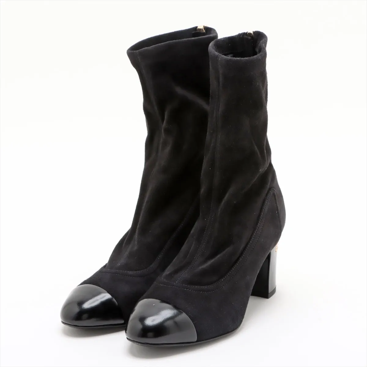Chanel Coco Short Boots 36  Black G35000 Line Stone