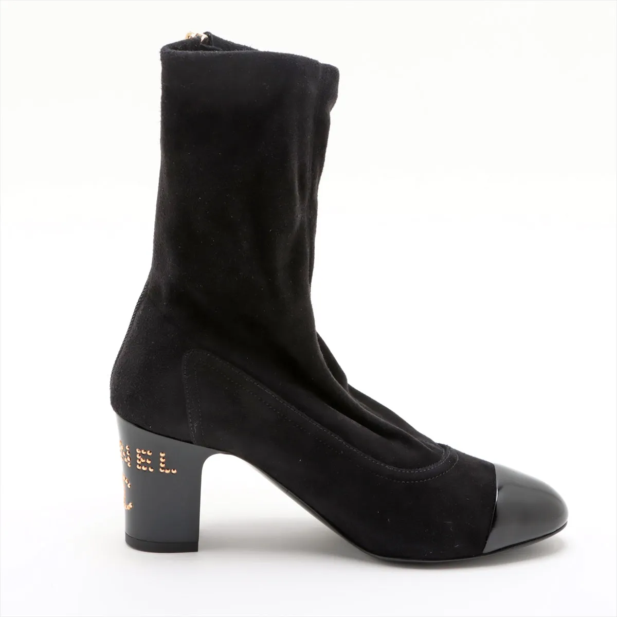 Chanel Coco Short Boots 36  Black G35000 Line Stone