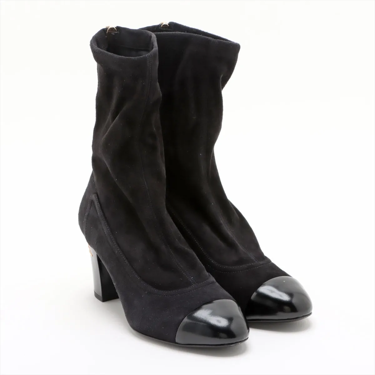 Chanel Coco Short Boots 36  Black G35000 Line Stone