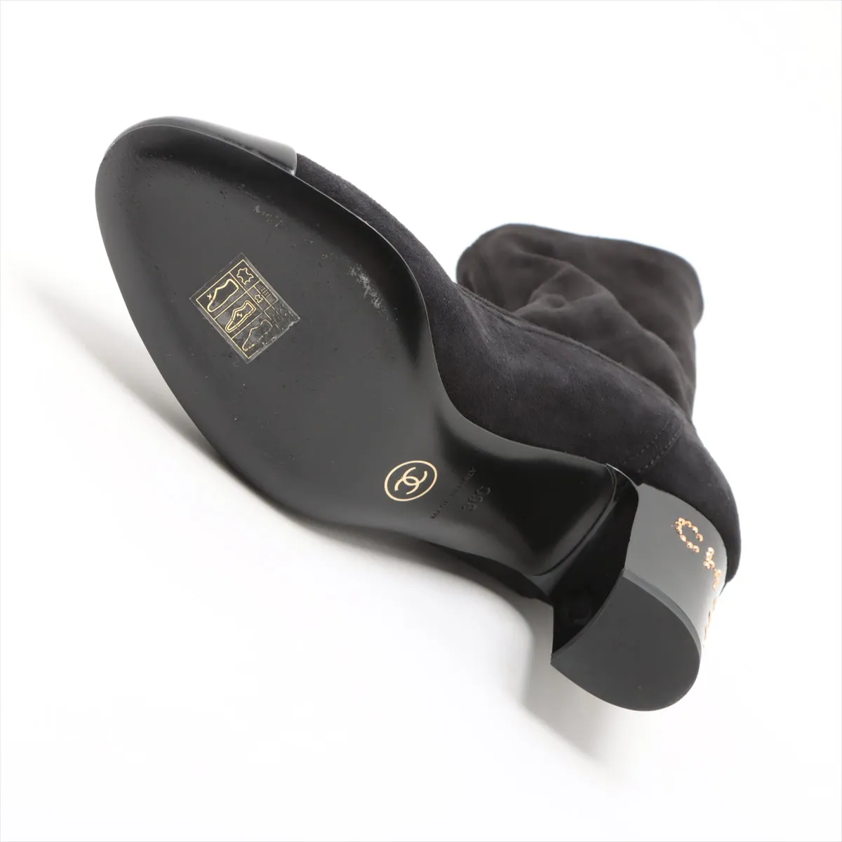 Chanel Coco Short Boots 36  Black G35000 Line Stone