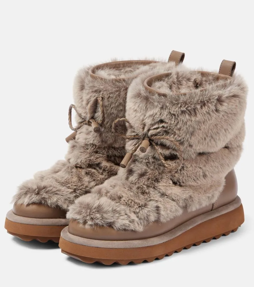 Clergerie Zeva leather-trimmed faux fur boots