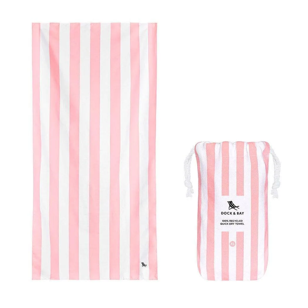 Dock & Bay Beach Towel Cabana Collection XL | Quick Dry | Malibu Pink