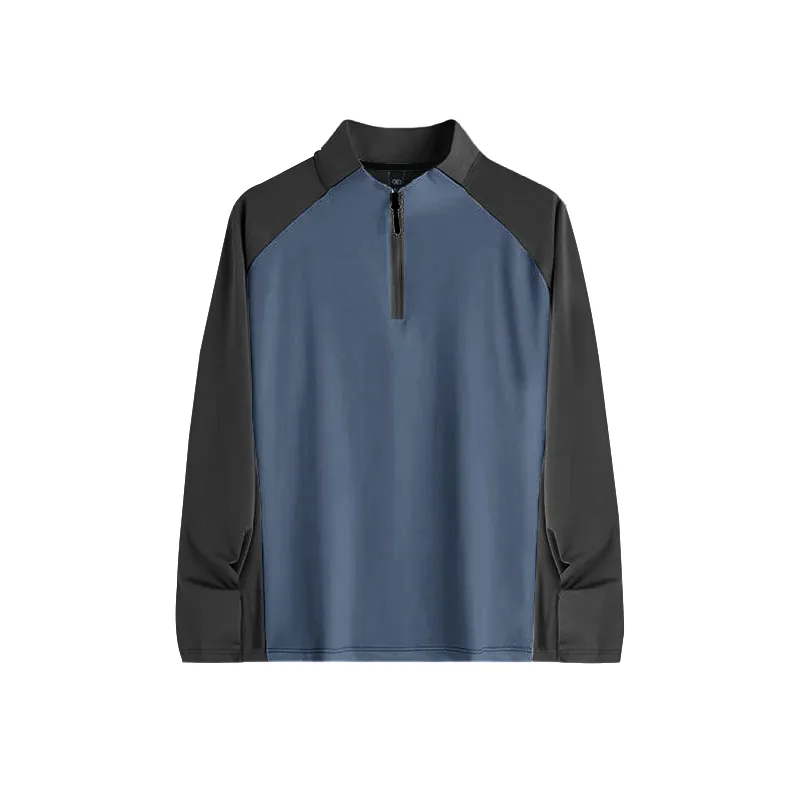 Four-Dimensional Elastic Stand-Up Collar Half-Zip T-Shirt