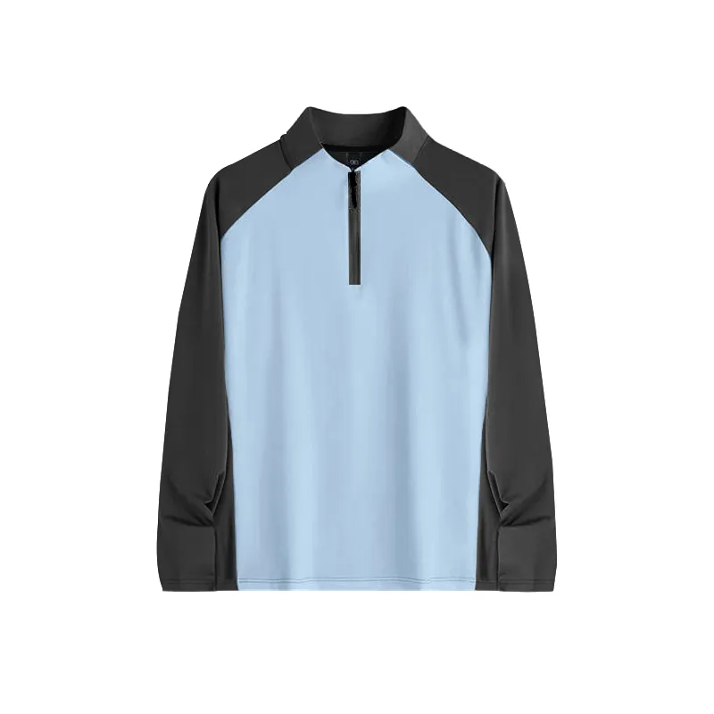 Four-Dimensional Elastic Stand-Up Collar Half-Zip T-Shirt