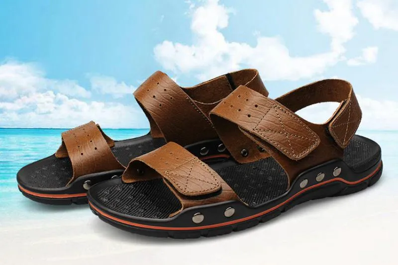 Men's Summer Leather Breathable Sandals | Plus Size