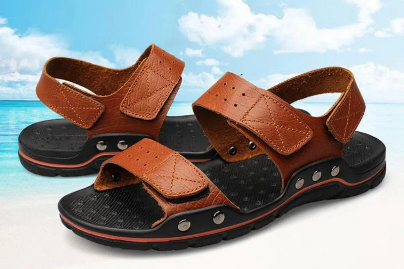 Men's Summer Leather Breathable Sandals | Plus Size