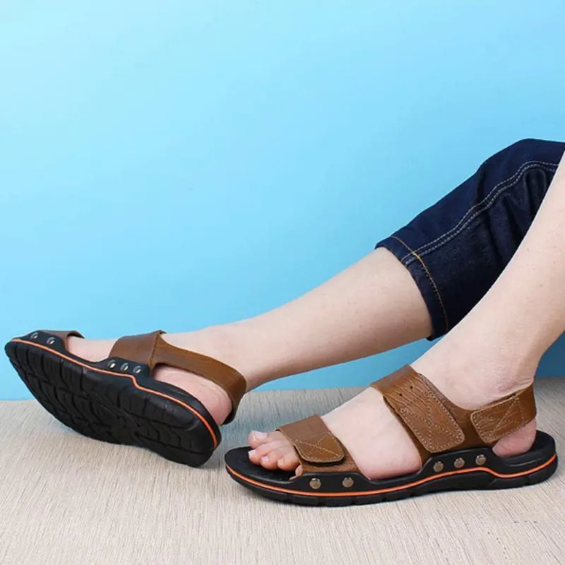 Men's Summer Leather Breathable Sandals | Plus Size