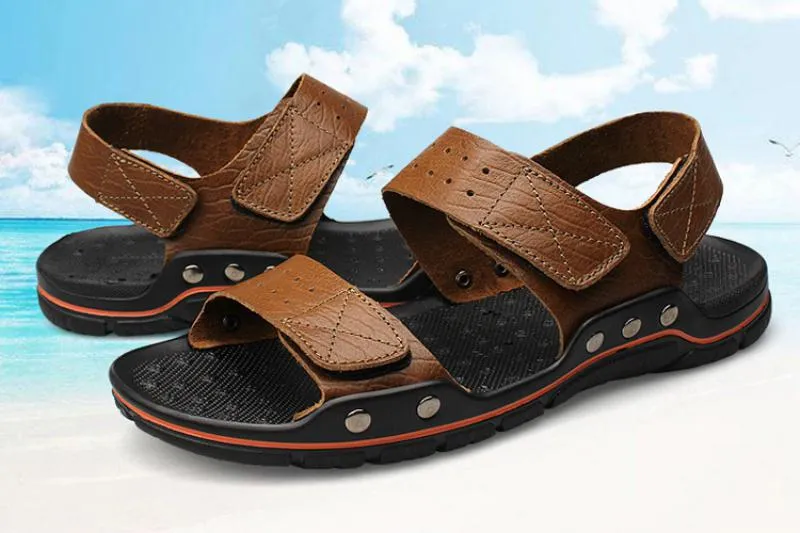 Men's Summer Leather Breathable Sandals | Plus Size