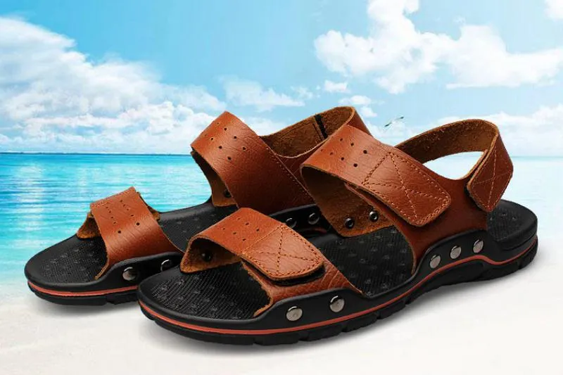 Men's Summer Leather Breathable Sandals | Plus Size
