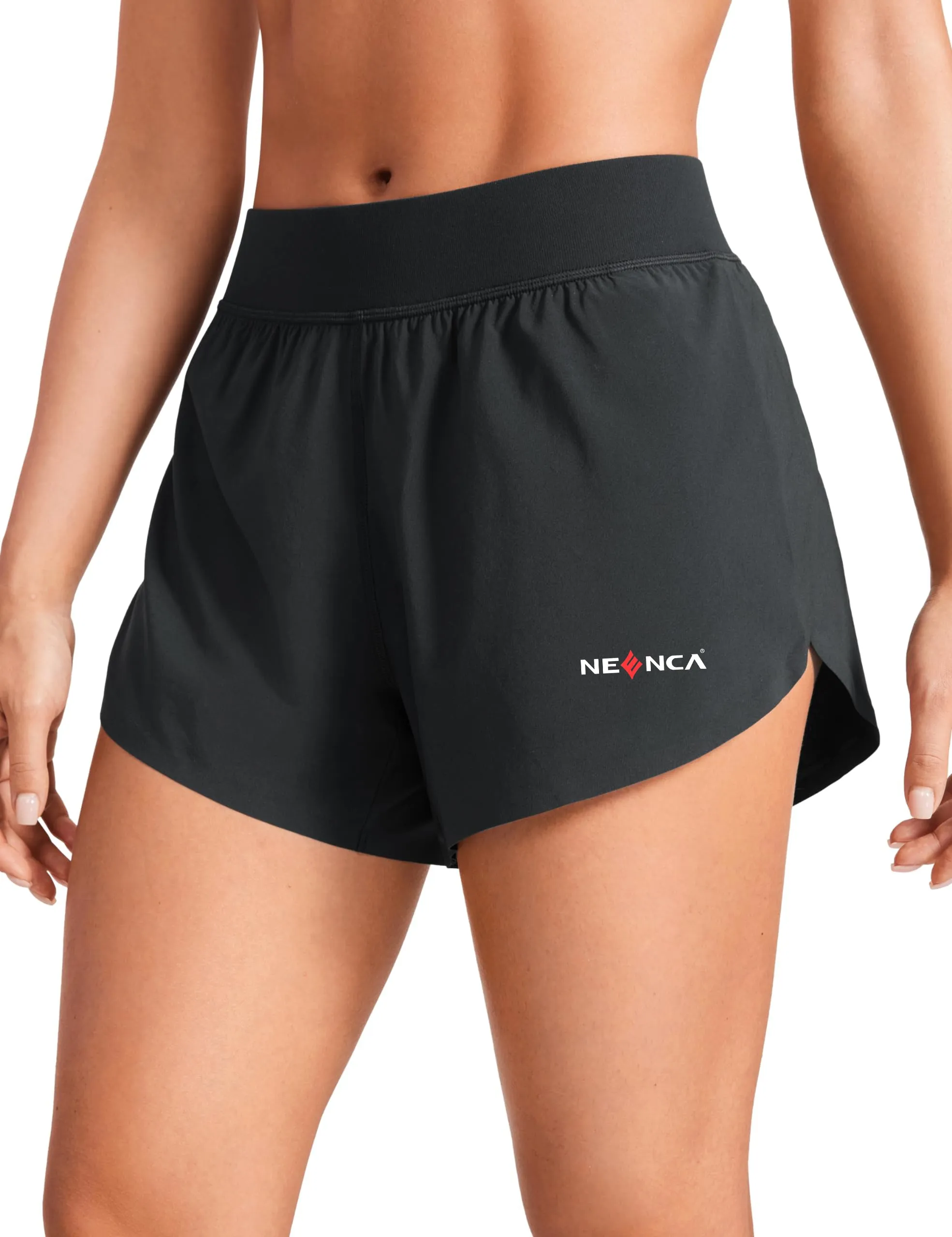NEENCA Women's Mid-Rise Dolphin Sports Shorts 4" Lightweight  High Slit Gym Shorts with Lined Quick Dry