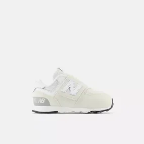 NEW BALANCE KID'S 574 HOOK & LOOP CREAM/GREY RUNNING SHOES