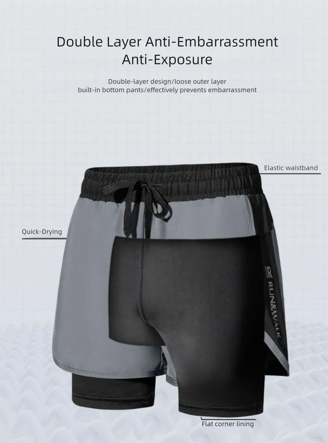 Quick-Drying High-Elastic Breathable Fake-Two Sports Shorts D