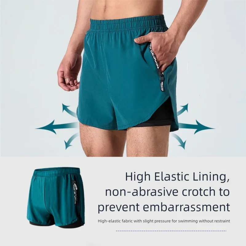 Quick-Drying High-Elastic Breathable Fake-Two Sports Shorts D