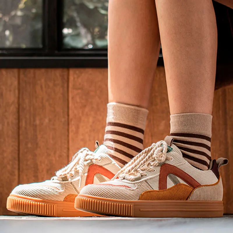Retro Corduroy Brown Sneakers Shoes For Women