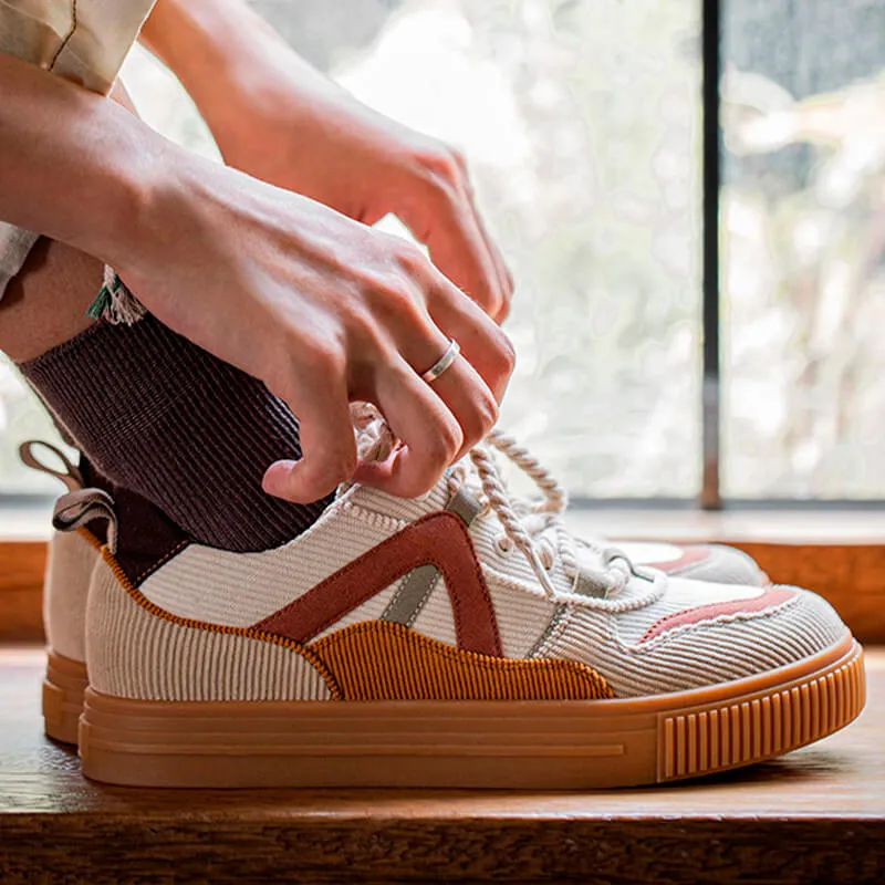 Retro Corduroy Brown Sneakers Shoes For Women