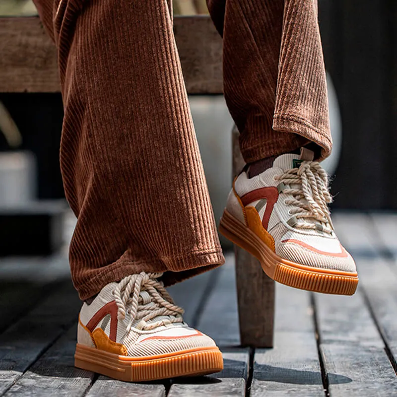 Retro Corduroy Brown Sneakers Shoes For Women
