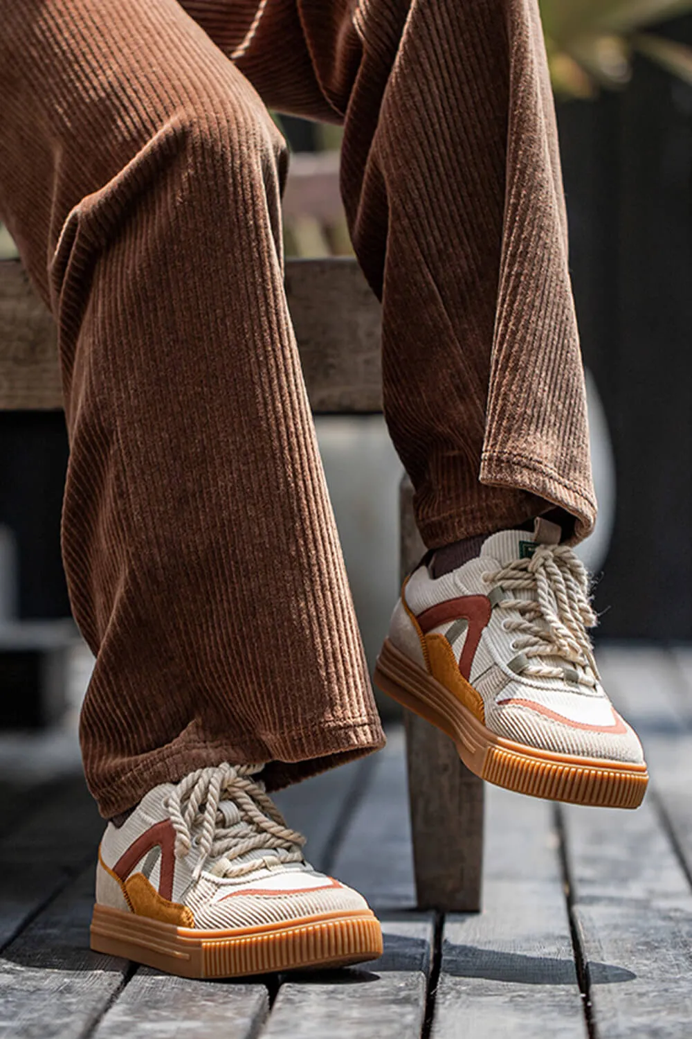 Retro Corduroy Brown Sneakers Shoes For Women