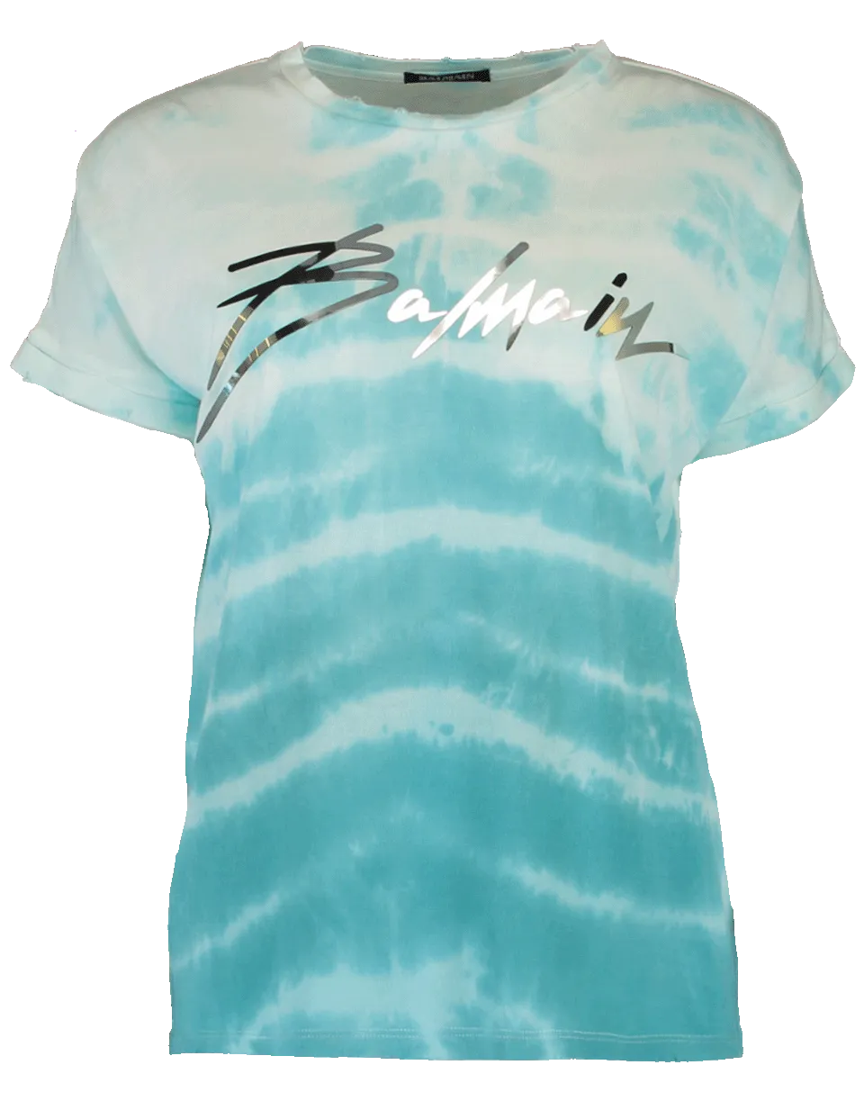 Tie Dye Balmain Logo T-Shirt