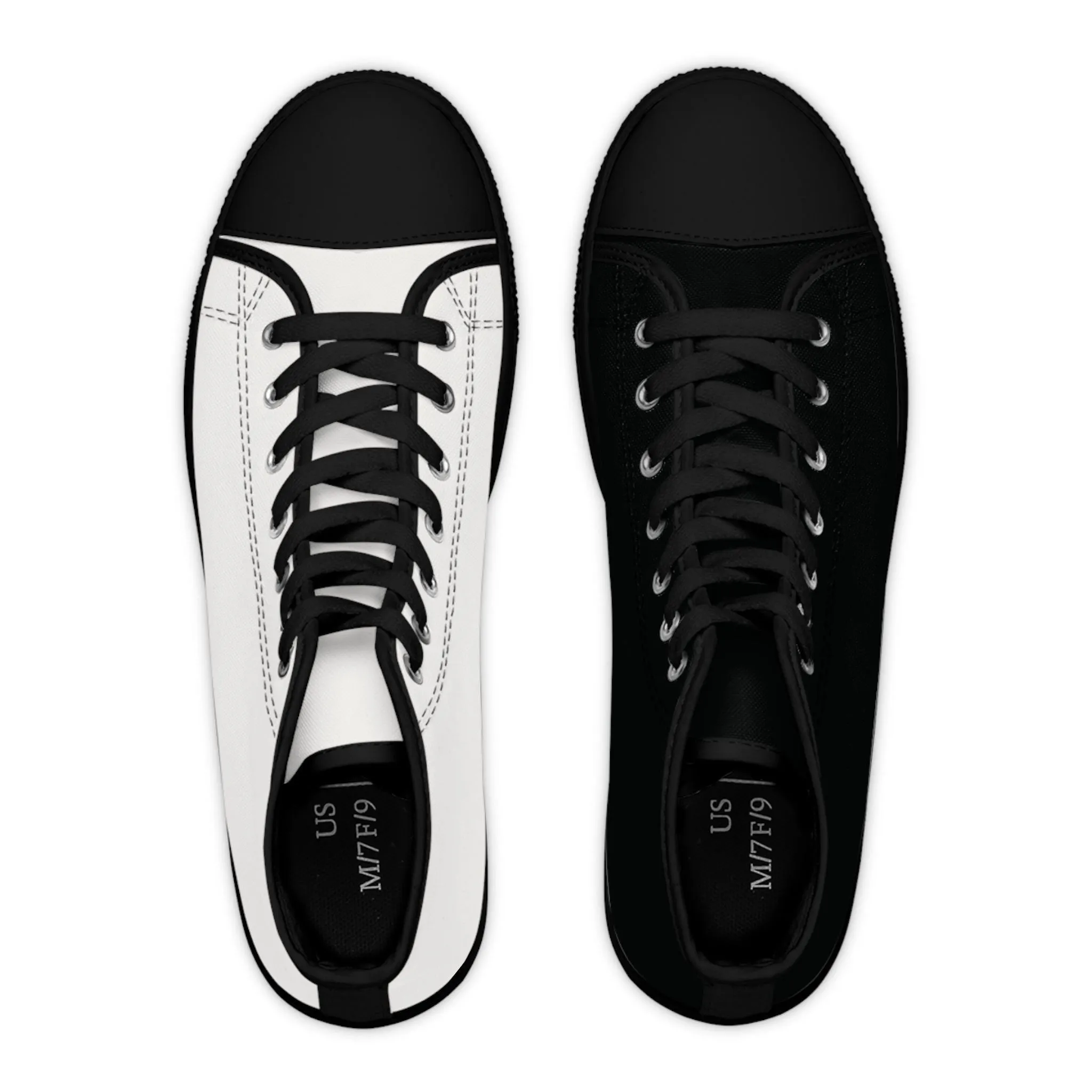 Women's Black & White Mismatched High Top Sneakers