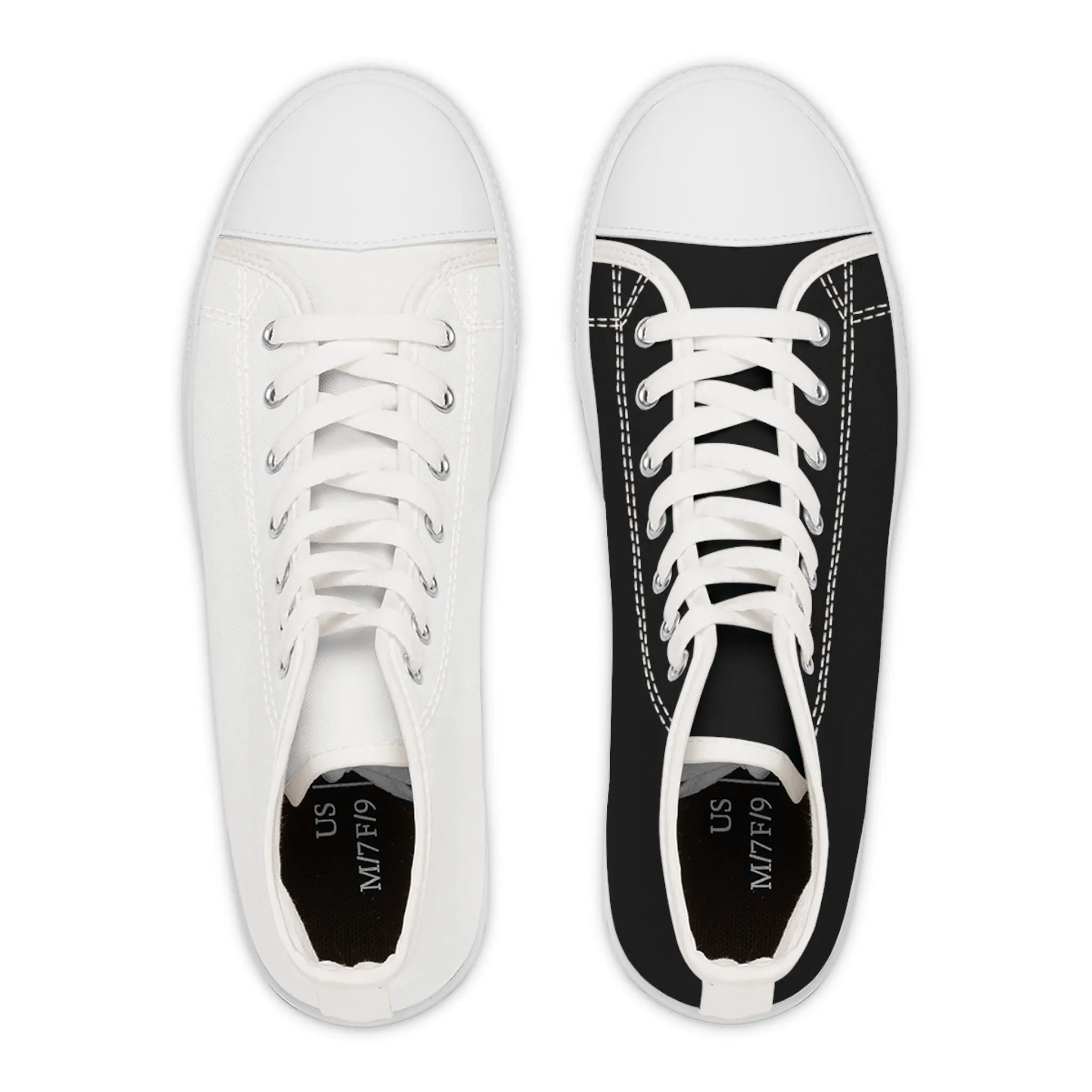 Women's Black & White Mismatched High Top Sneakers