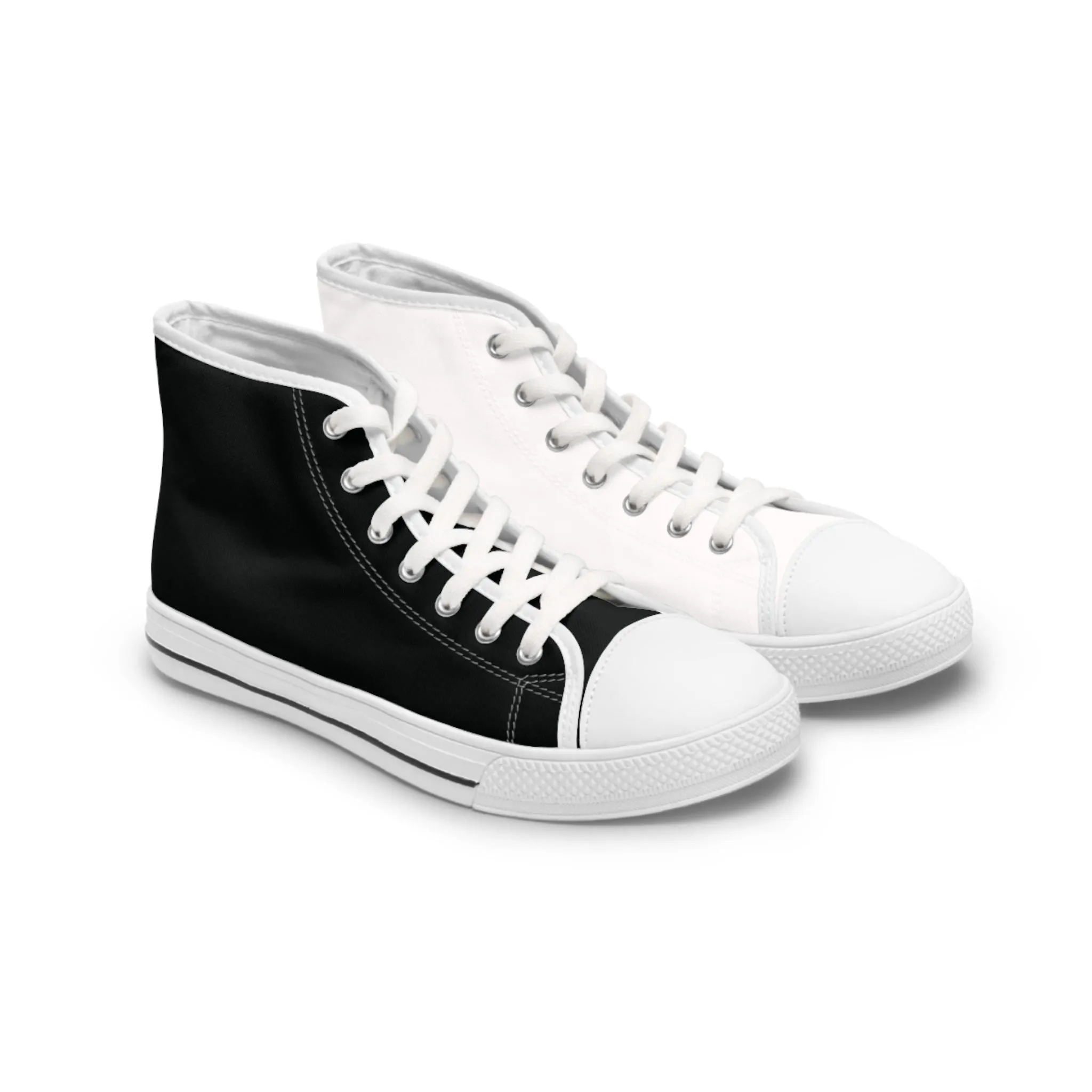 Women's Black & White Mismatched High Top Sneakers
