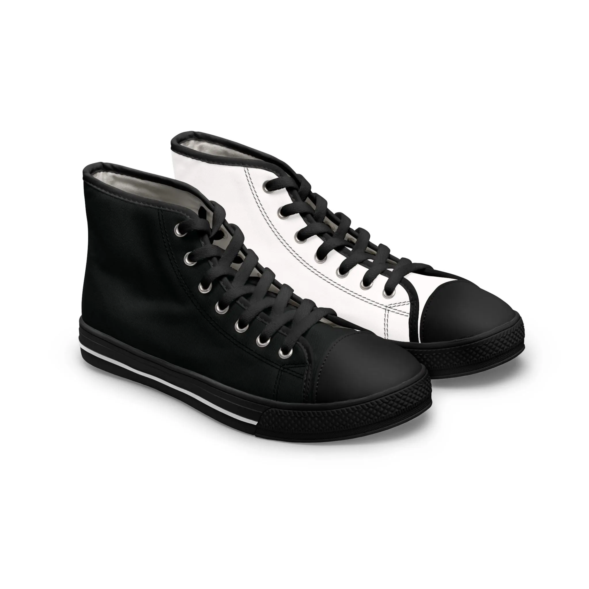Women's Black & White Mismatched High Top Sneakers